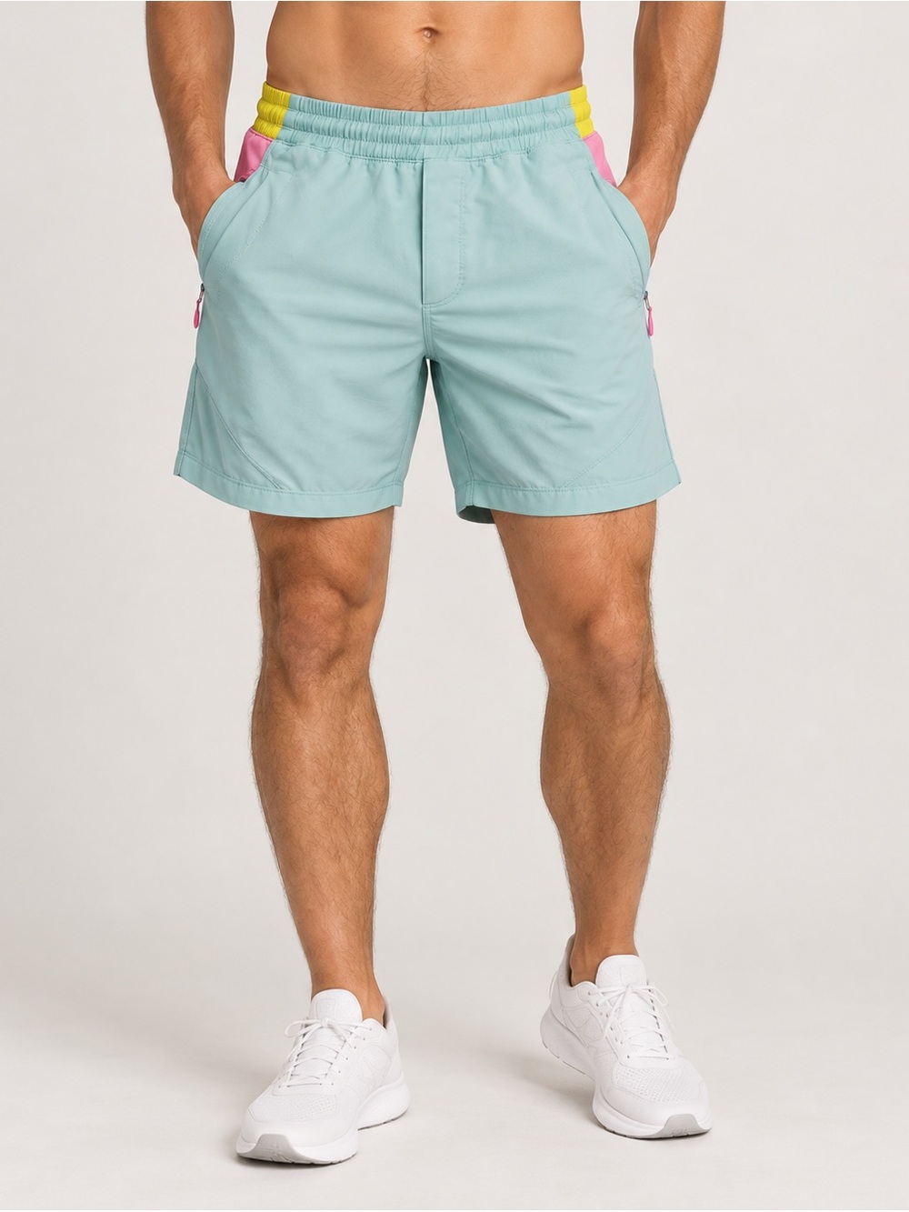 Birddogs Men L Classic Lined Shorts Pastel Colorblock Blue Pink Yellow Athletic